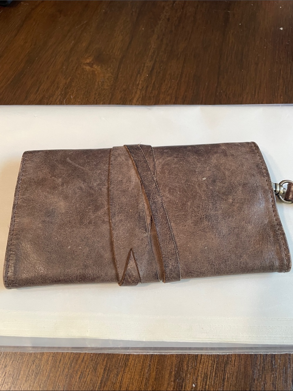Idyllwind Brown Leather Fold-Over Wristlet Clutch wallet - Picture 3 of 9